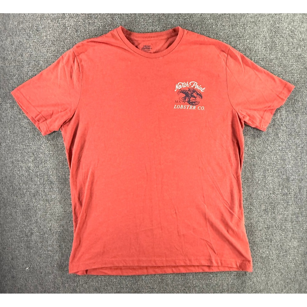 Izod Saltwater Mens Classics North Point Lobster‎ Co Graphic T-Shirt Red L